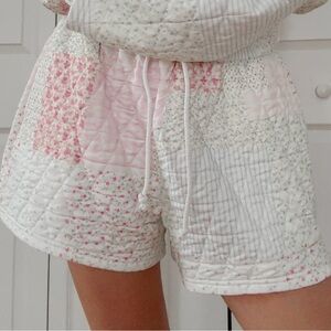Sunkissed coconut Patchwork Quilted Shorts in Pink and White.NWT